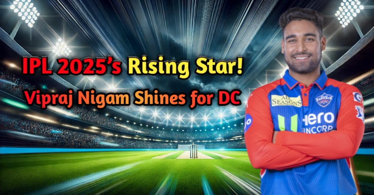 Vipraj Nigam celebrates after taking his first IPL wicket for Delhi Capitals in IPL 2025.